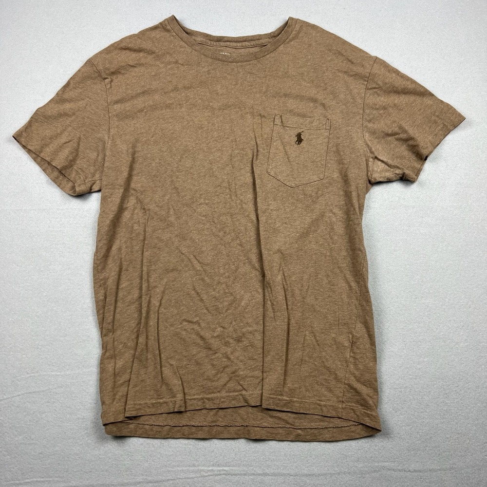 Polo Ralph Lauren Men M Brown Heathered Pocket T-Shirt Embroidered Logo Tee